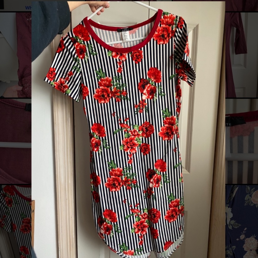 Striped Floral Bodycon Dress